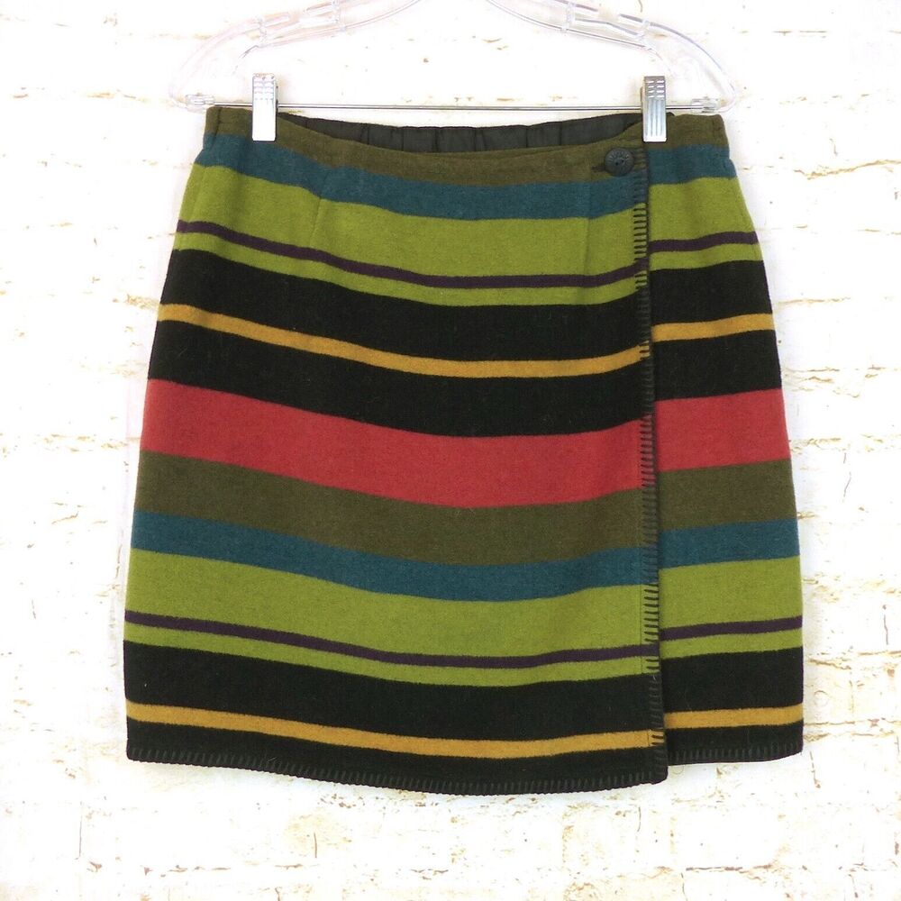 VTG Ann Taylor Skirt Womens M Southwestern Serape Striped Print Wool Boho 70s
